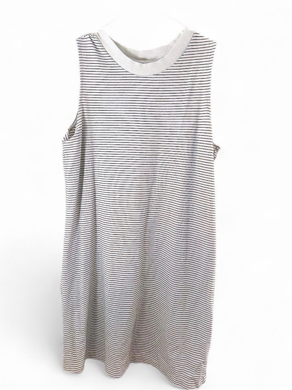 A New Day Sleeveless Striped Jersey Dress - White & Black